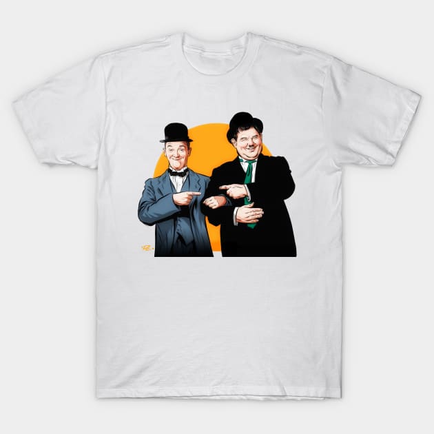 Laurel and Hardy - An illustration by Paul Cemmick T-Shirt by PLAYDIGITAL2020